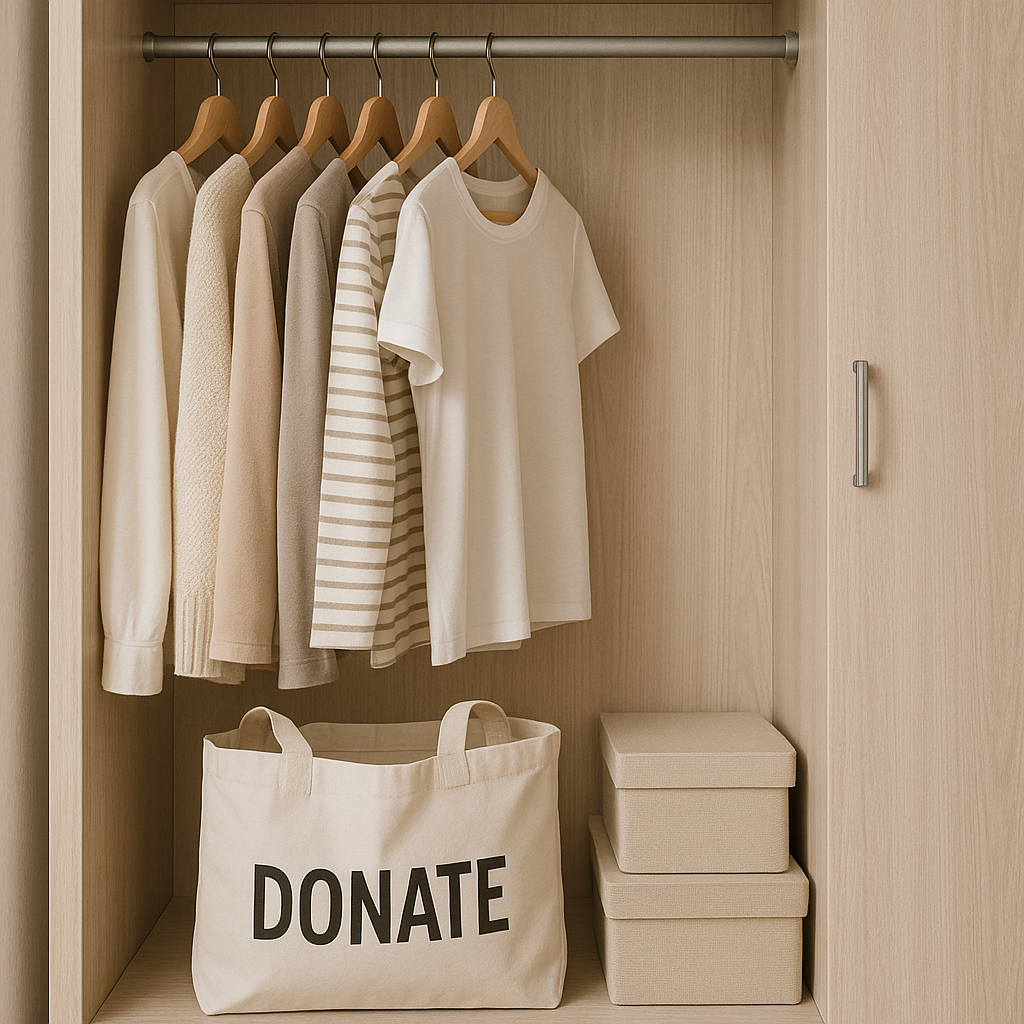 Keep the donation bag to be tucked away inside for clutter free management