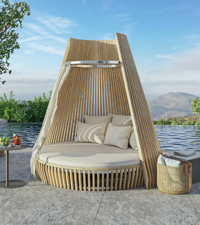 A Loveland Teak Daybed for Both Chilling Summer and Cozy Winter Vibes.