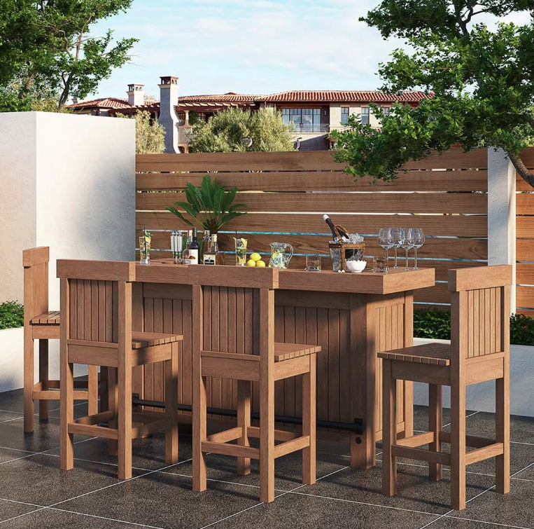 Brantford Teak Wood Outdoor Bar Cabinet.