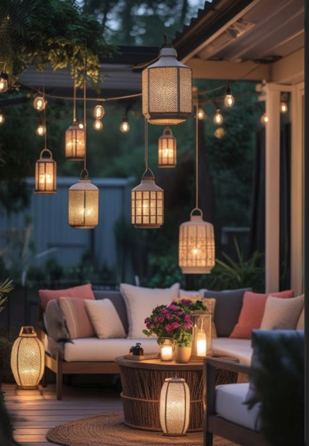 Uplifted Backyard Theme Due to Mood Lights.