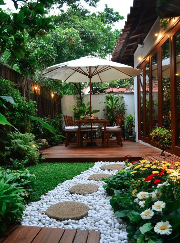 A Well-Designed Marble, Pebble, & Stone Walk Through Pathway.