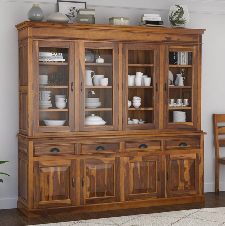 Cariboo Contemporary Rustic Solid Wood Dining Room Large Buffet Hutch
