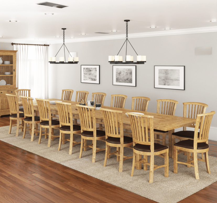 Brussels Reclaimed Teak Wood 17 Piece Large Extendable Dining Table Set
