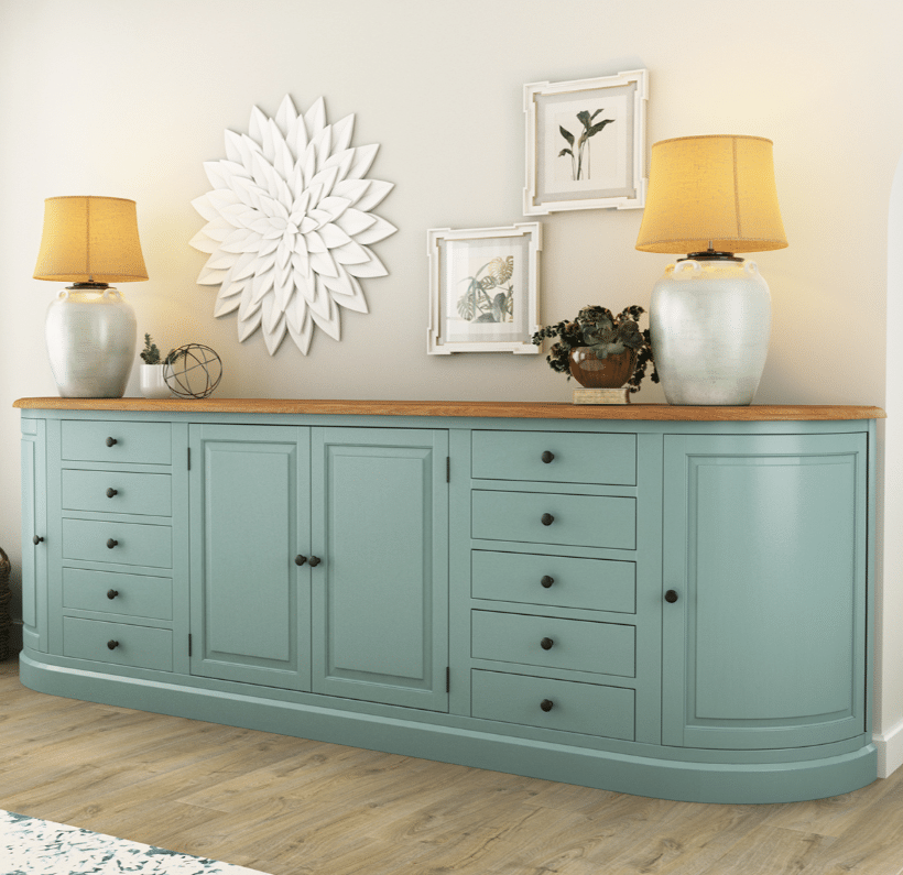 Peshtigo Two Tone Solid Wood 10 Drawer Extra Long Sideboard
