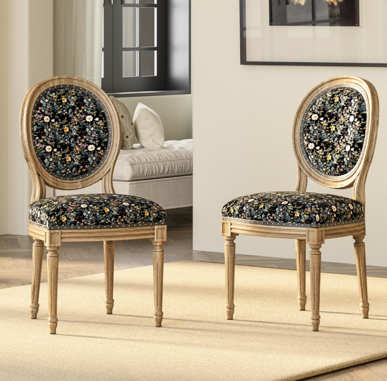 Morrisville French Oval Back Floral Velvet Dining Chair
