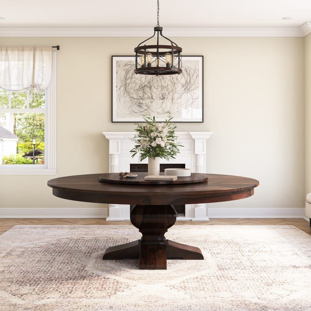 Missouri Pedestal Round Dining Table with Lazy Susan