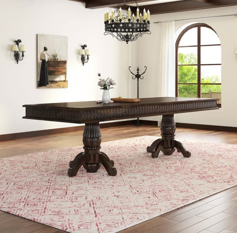 Nottingham Rustic Solid Wood Double Pedestal Dining Table