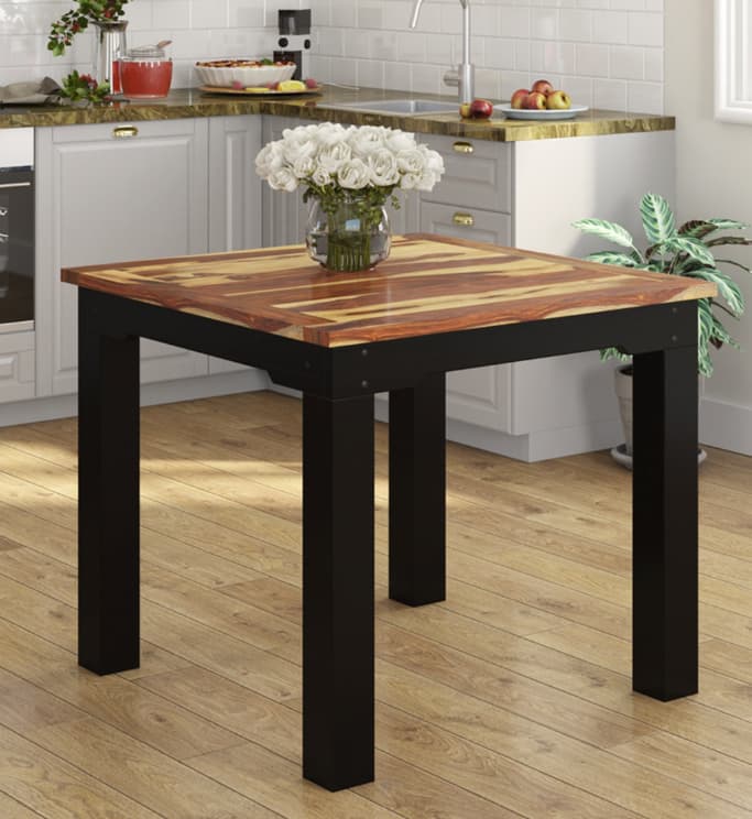 Mason Rustic Solid Wood 2 Tone Square Kitchen Table