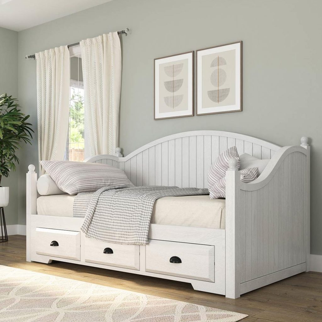 Thionville White Daybed With Trundle And Storage