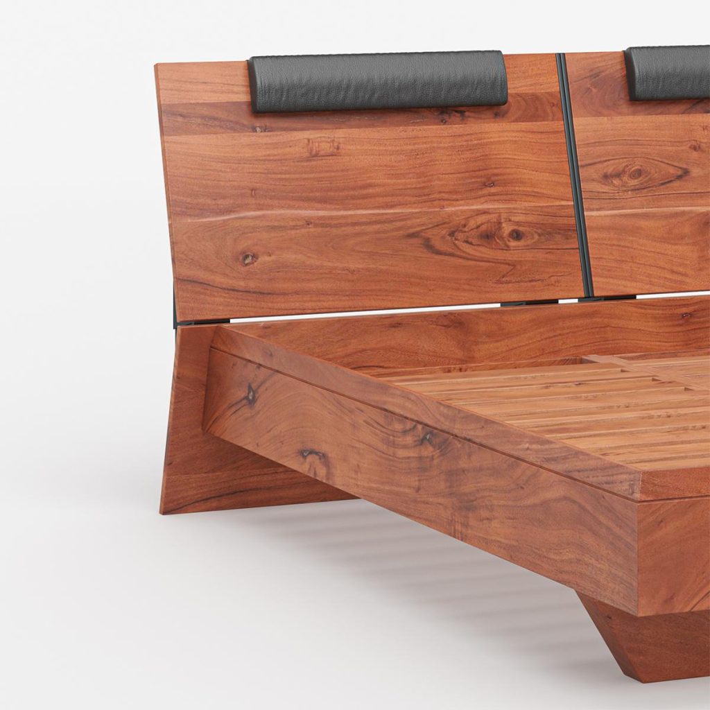 Segovia Solid Wood Rustic Floating Platform Bed With Adjustable Headboard