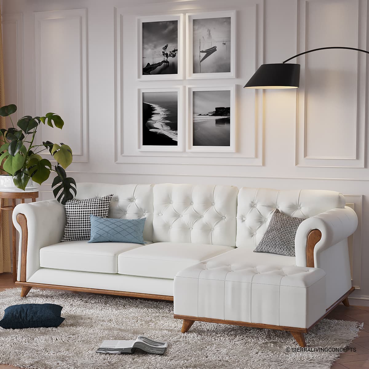 Idyllwild Modern 3 Seater L Shaped Sectional Sofa