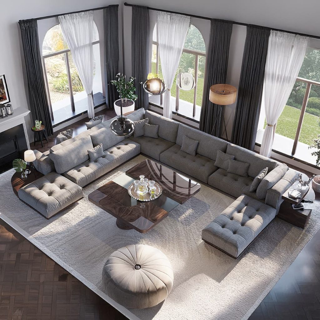 Sofa & coffee table showcasing the standard gap or spacing in between