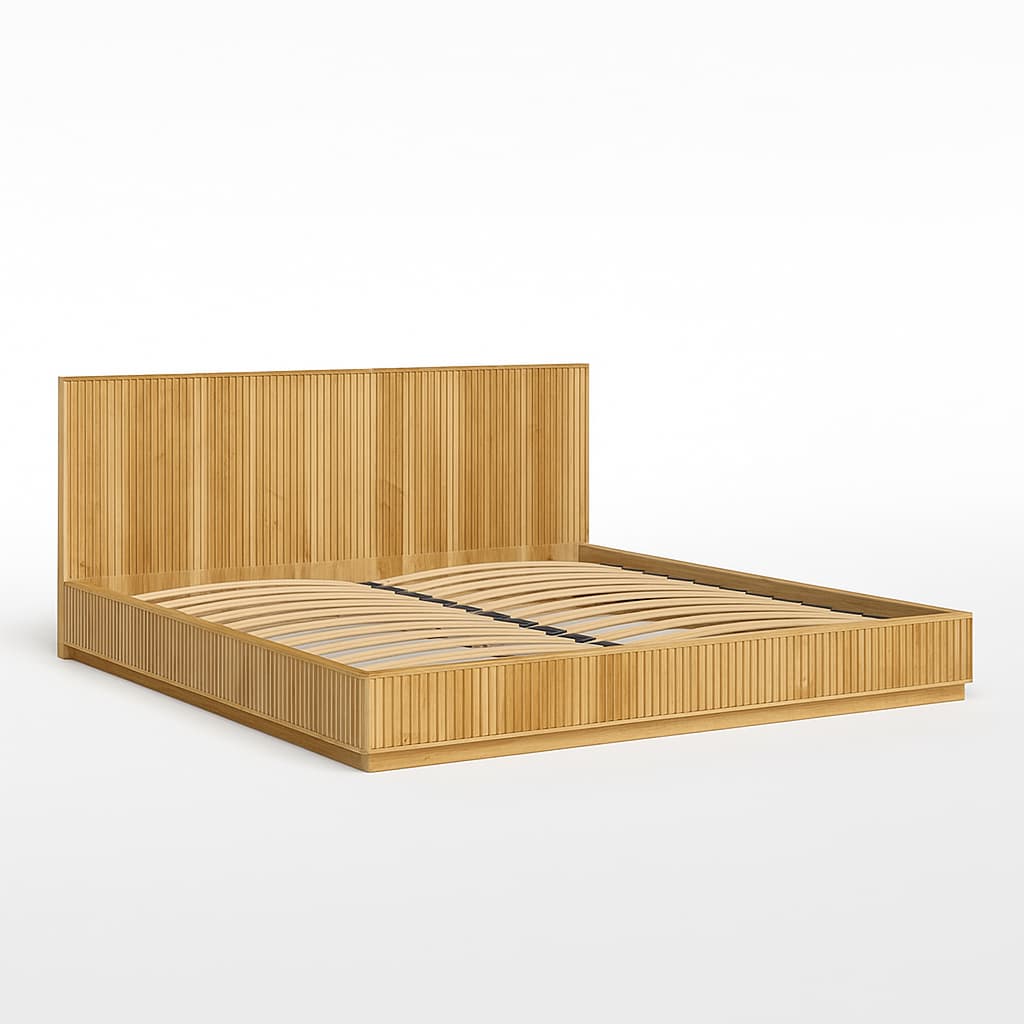 Cargo Fluted Solid Wood Platform Bed Frame