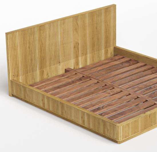Cargo Fluted Solid Wood Platform Bed Frame