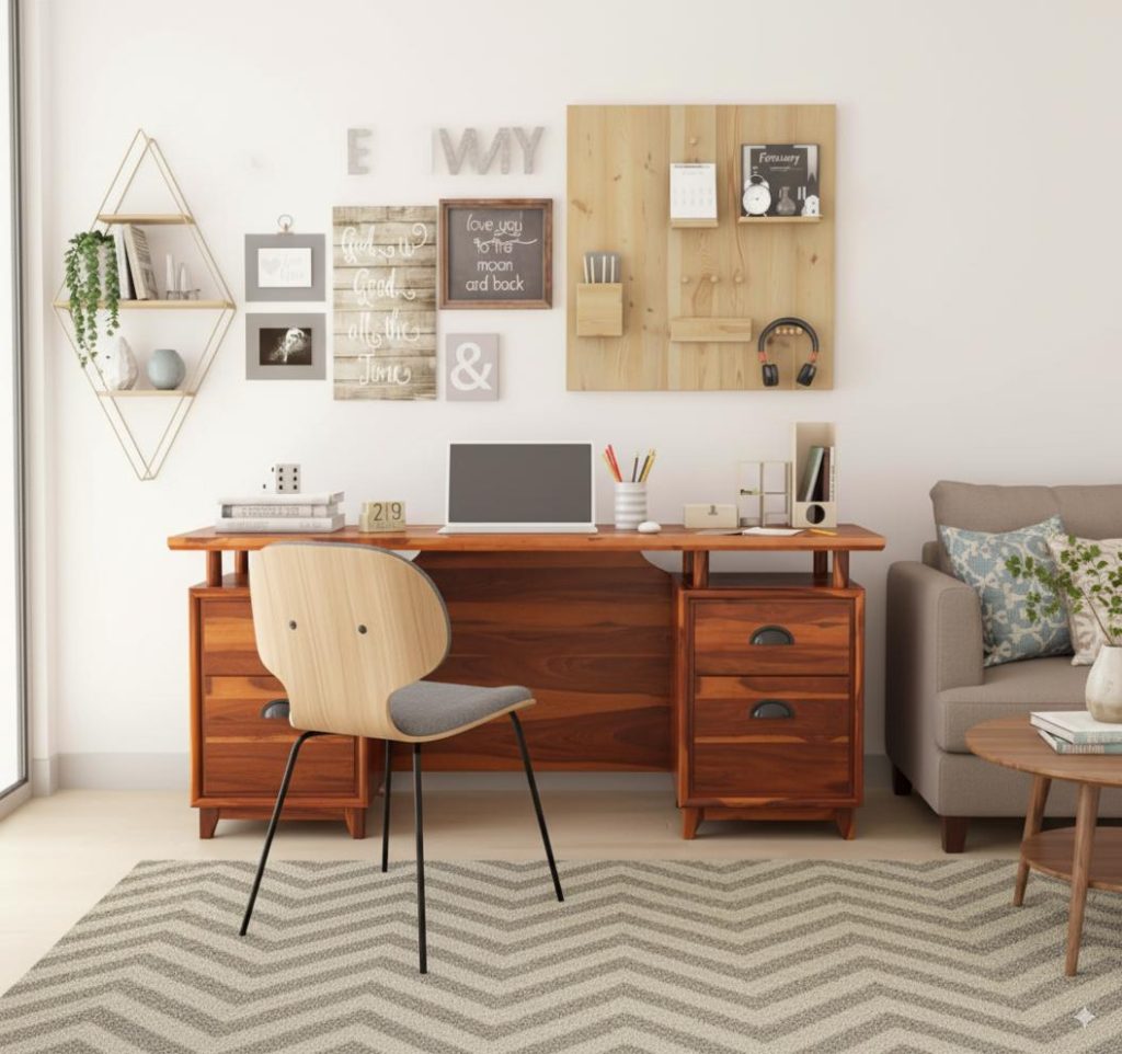 Hondah Rustic 70 Inch Large Home Office Solid Wood Desk with Drawers