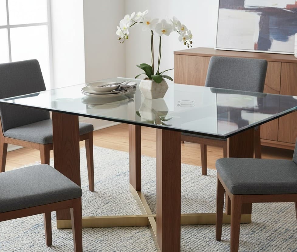 Glass Topped Dining Table