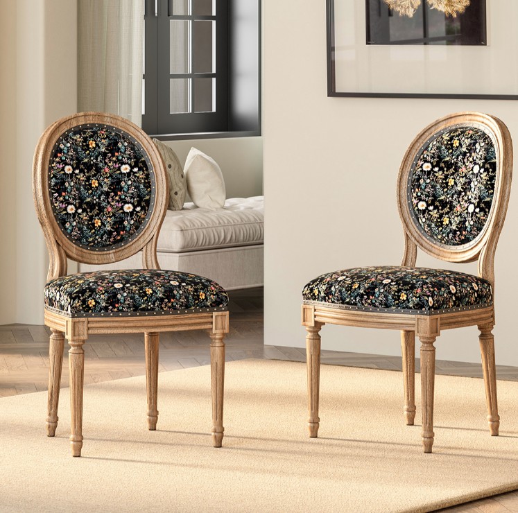 Morrisville French Oval Back Floral Velvet Dining Chair