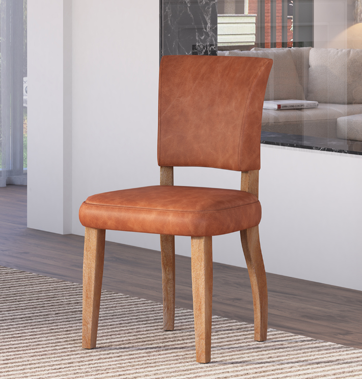 Detroit Contemporary Tan Leather Dining Chair