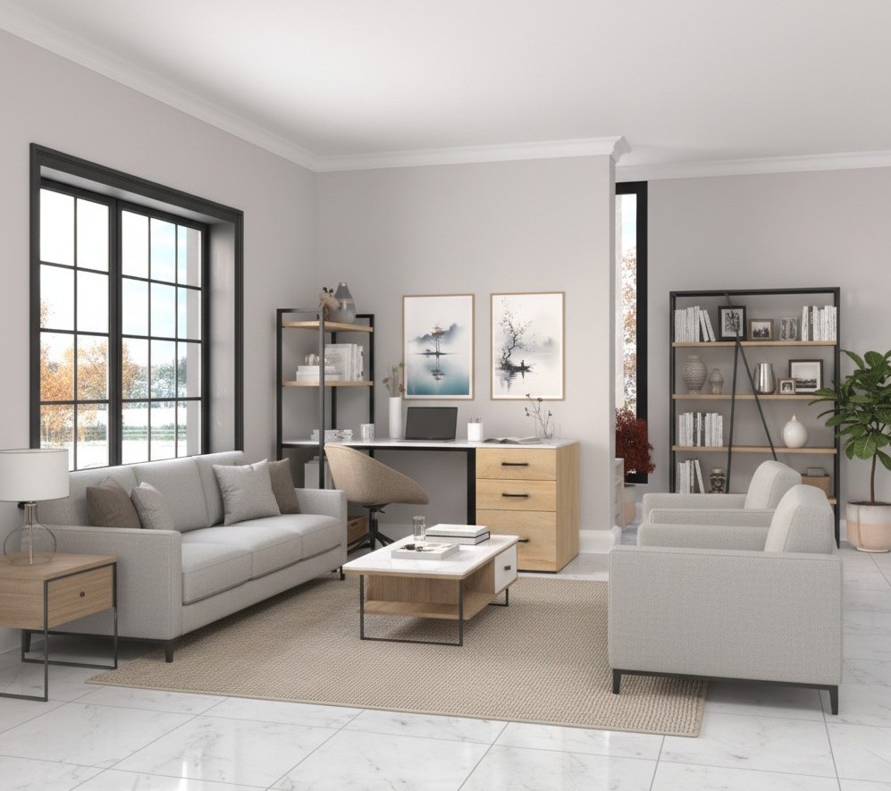 Homosassa Corner Desk with Bookshelf