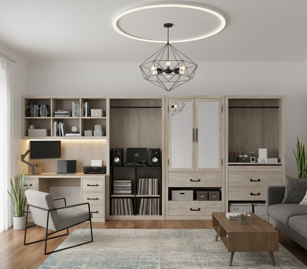 Tahoe Solid Wood Walk In Closet system with Drawers Pairings in Living 