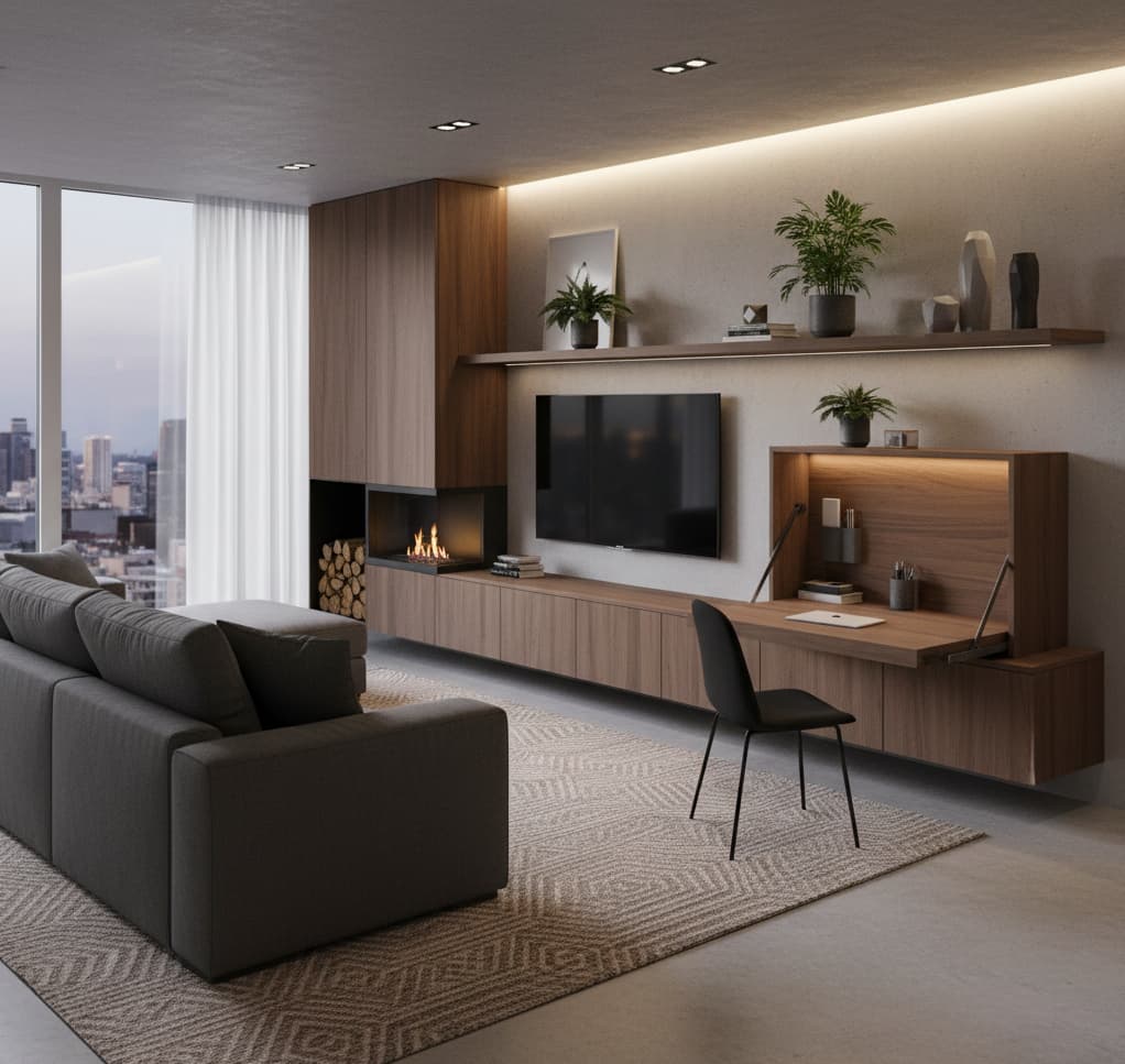 Wall-Mounted Fold-Down Desk