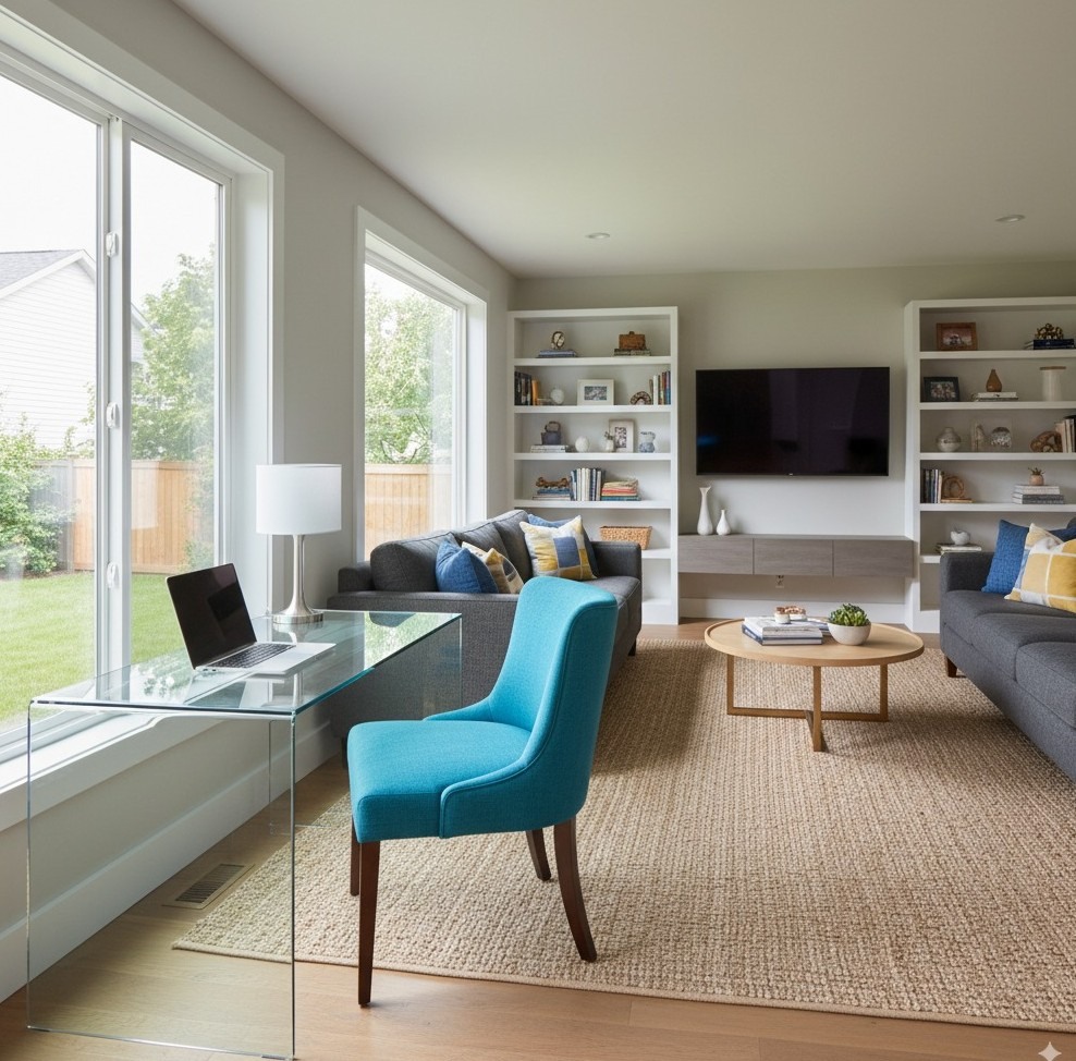 A Desk with Clean Glass Top