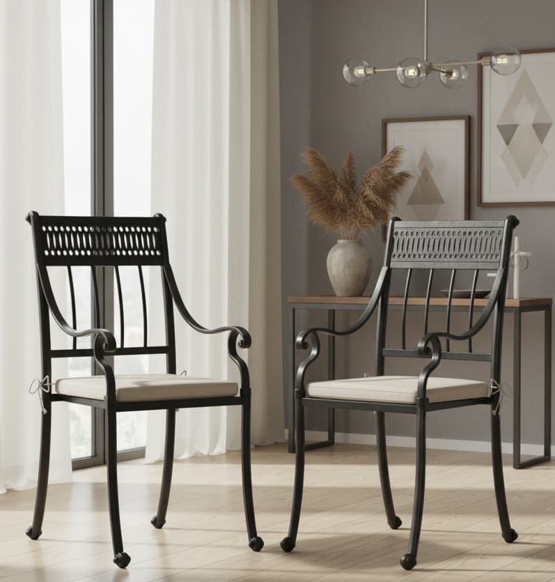 Wickenburg Modern Industrial Wrought Iron Dining Arm Chair