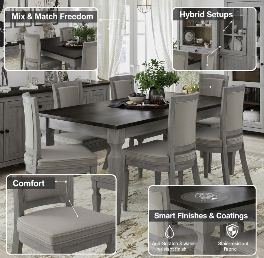 Arendal Modern Mahogany Wood Dining Table Set