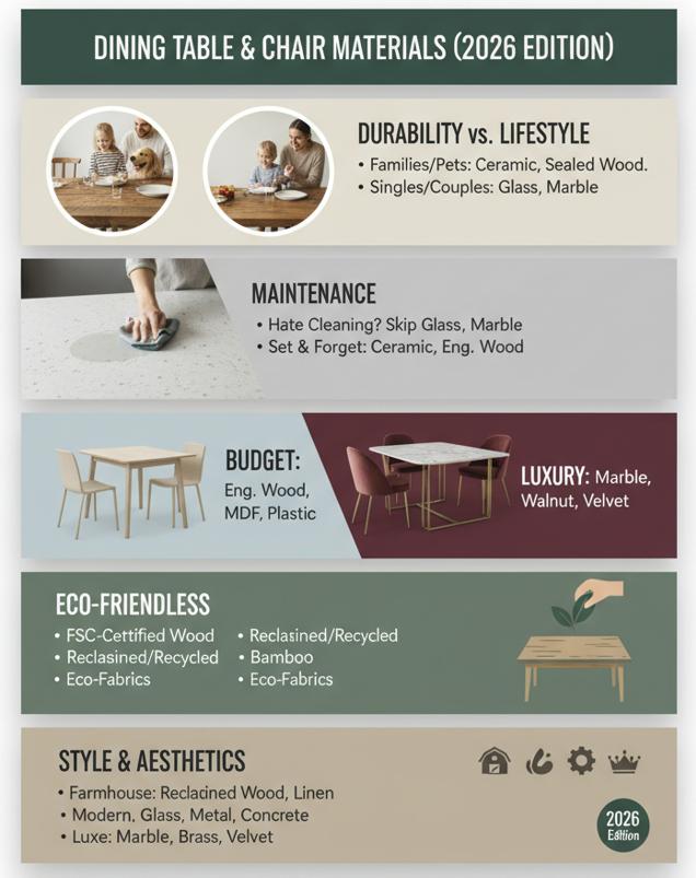 Factors for choosing dining materials