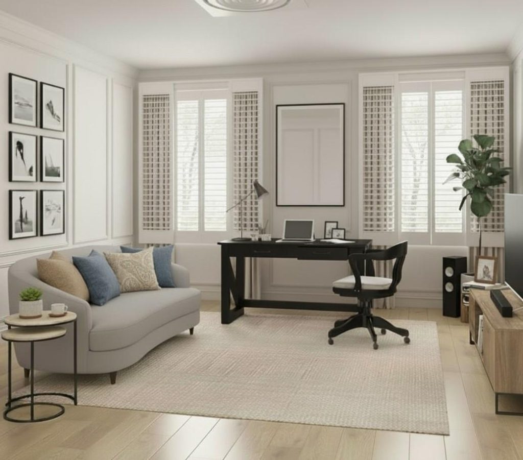 Bloomfield Farmhouse Solid Wood Black Writing Desk with Drawers