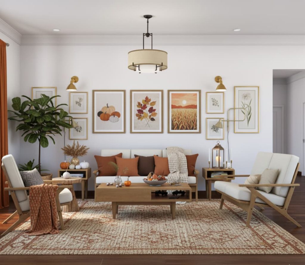 Palermo Teak Wood Mid-century Modern 6 Piece Living Room Set