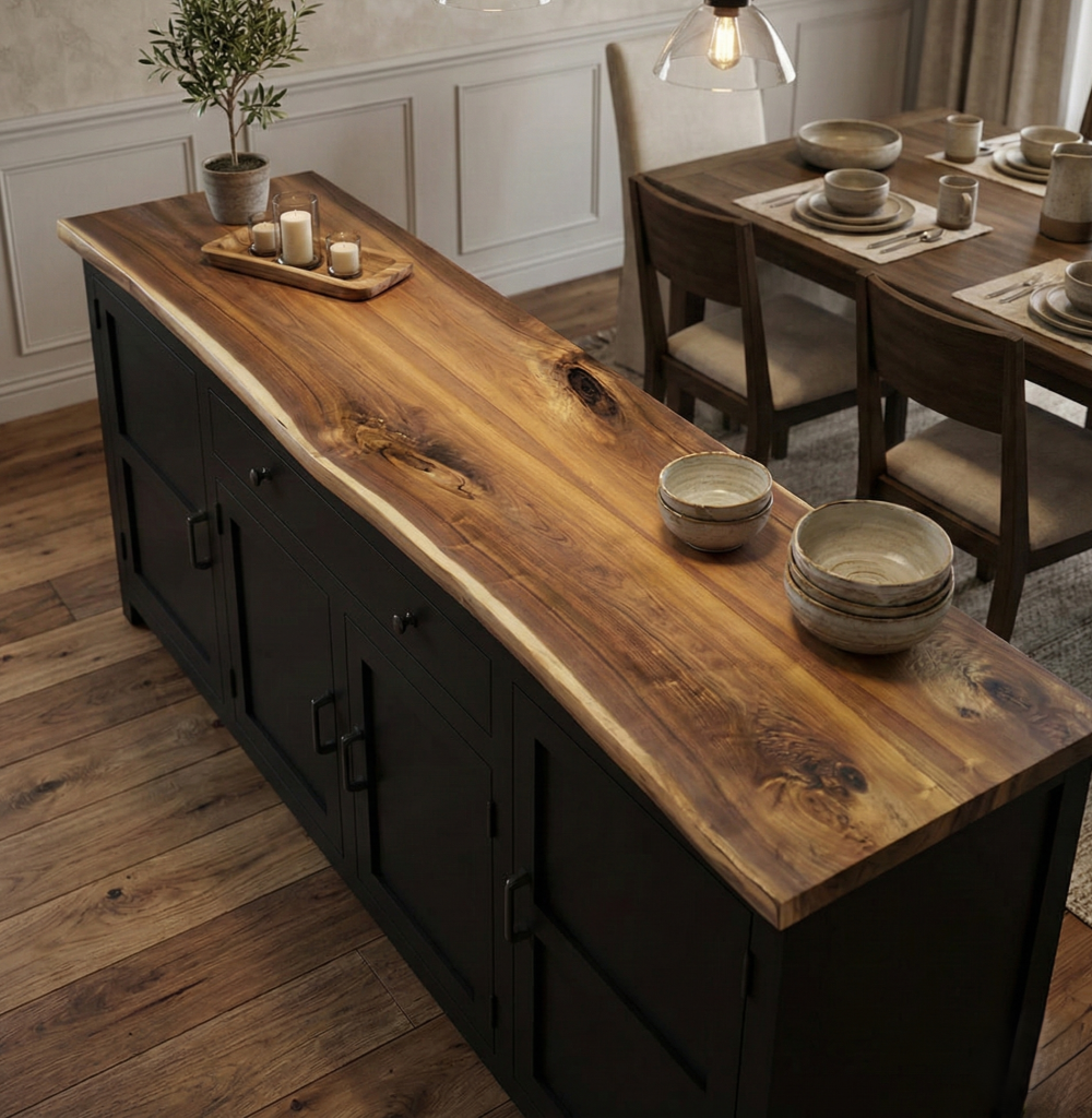 Laconia Solid Wood Live Edge Extra Long Buffet Cabinet