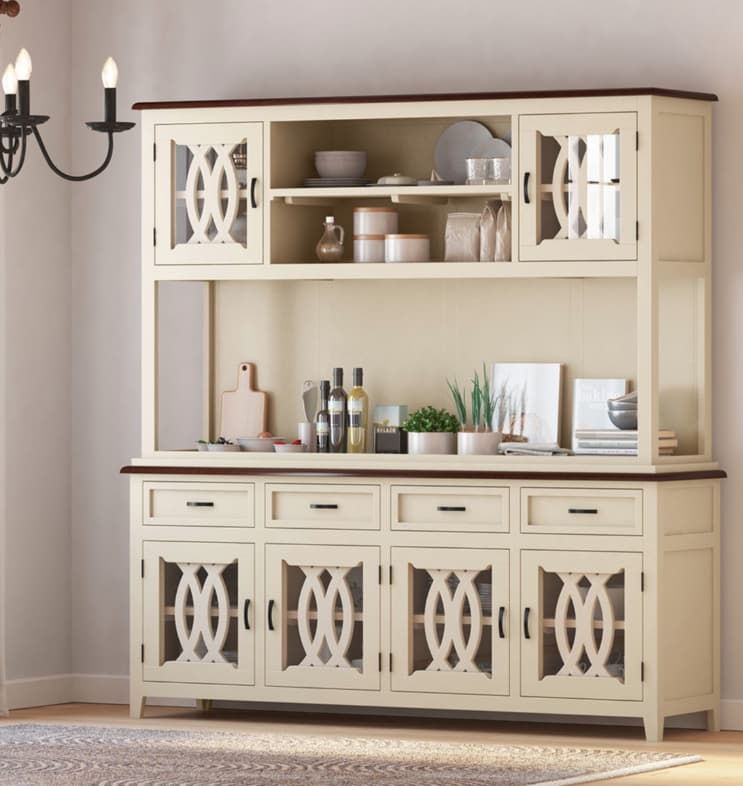 Carrollton Two Tone Mahogany Wood Dining Room Kitchen Hutch