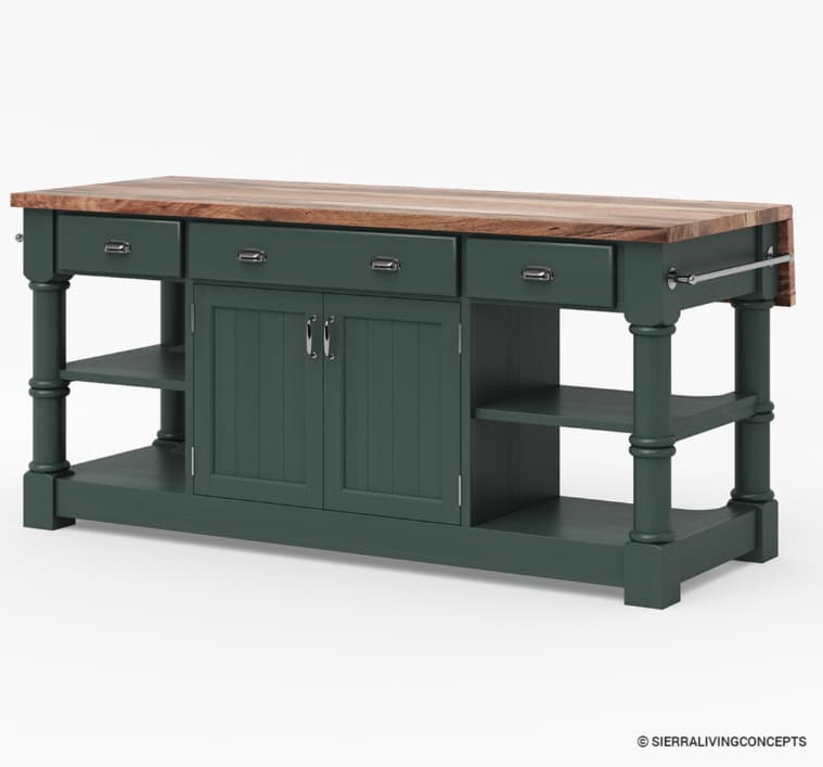 Medora Farmhouse Solid Wood Kitchen Island Table