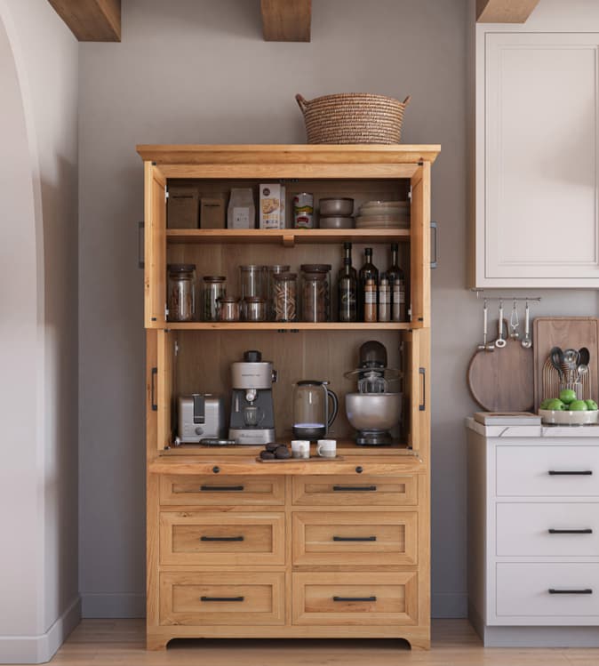 Gimli Rustic Freestanding Kitchen Pantry Cabinet with Drawers