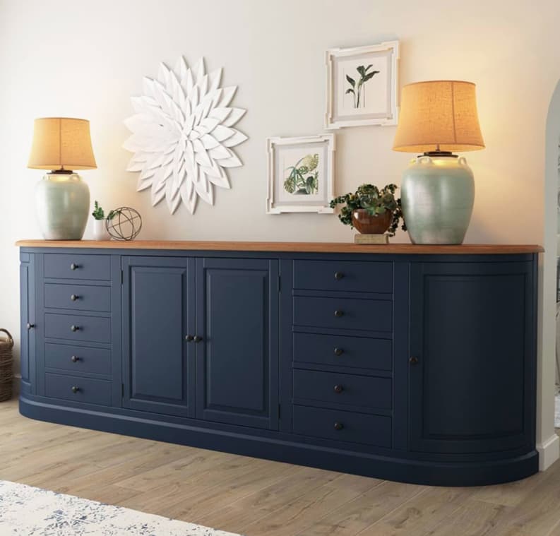 Peshtigo Two Tone Solid Wood 10 Drawer Extra Long Sideboard