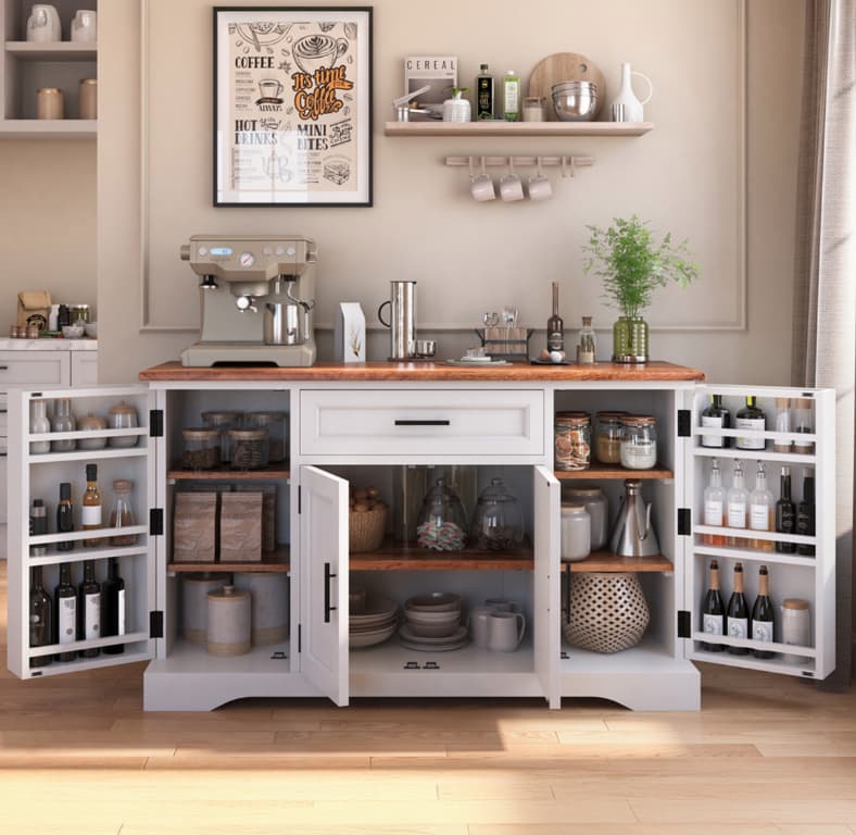 Kitchener Two Tone White Kitchen Buffet Island Cabinet