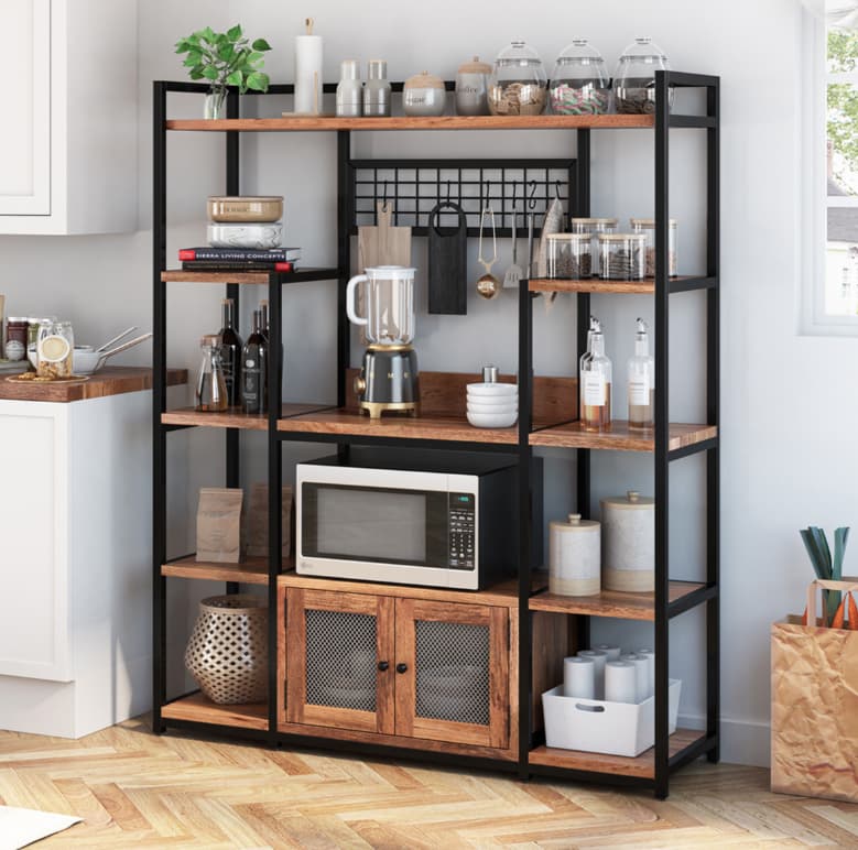 Starke 5 Shelf Traditional Kitchen Bakers Rack with Storage