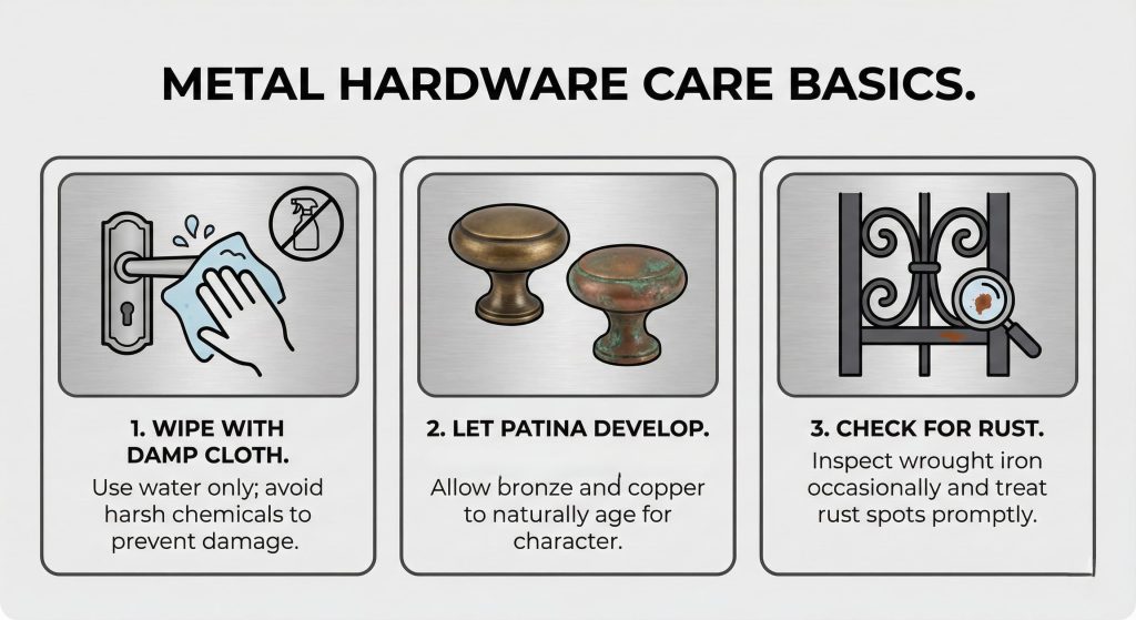 Metal hardware care instructions