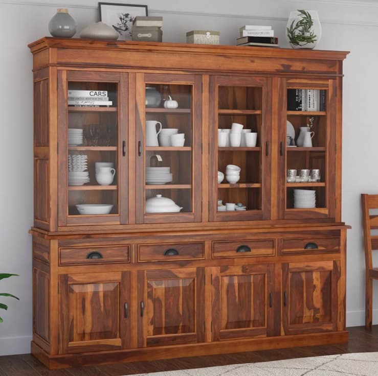 Cariboo Contemporary Rustic Solid Wood Dining Room Large Buffet Hutch