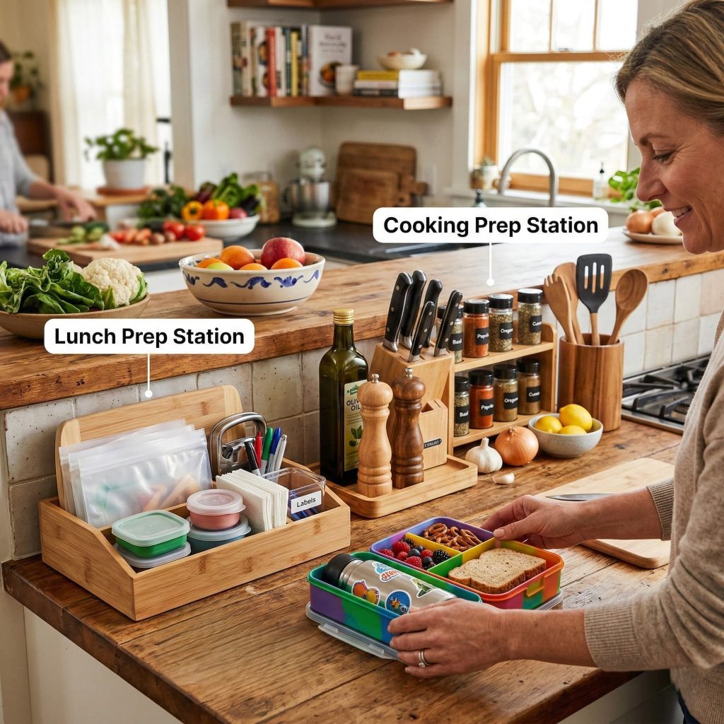 Keep items together on the kitchen island counter