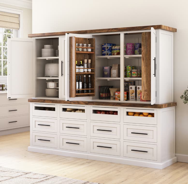 Milton Two Tone White Kitchen Pantry Storage Cabinet