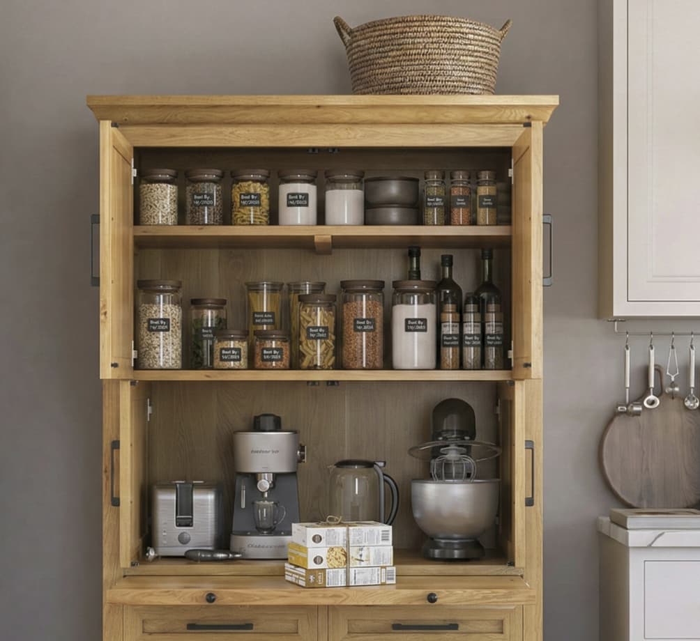 Gimli Rustic Freestanding Kitchen Pantry Cabinet with Drawers