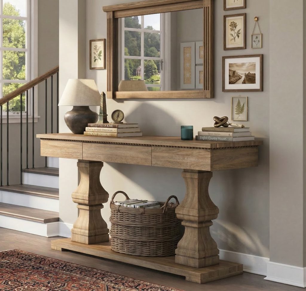 Largo Rustic Farmhouse 70 Inch Console Table with Drawer