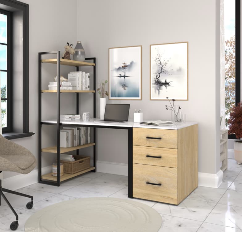 Homosassa Corner Desk with Bookshelf