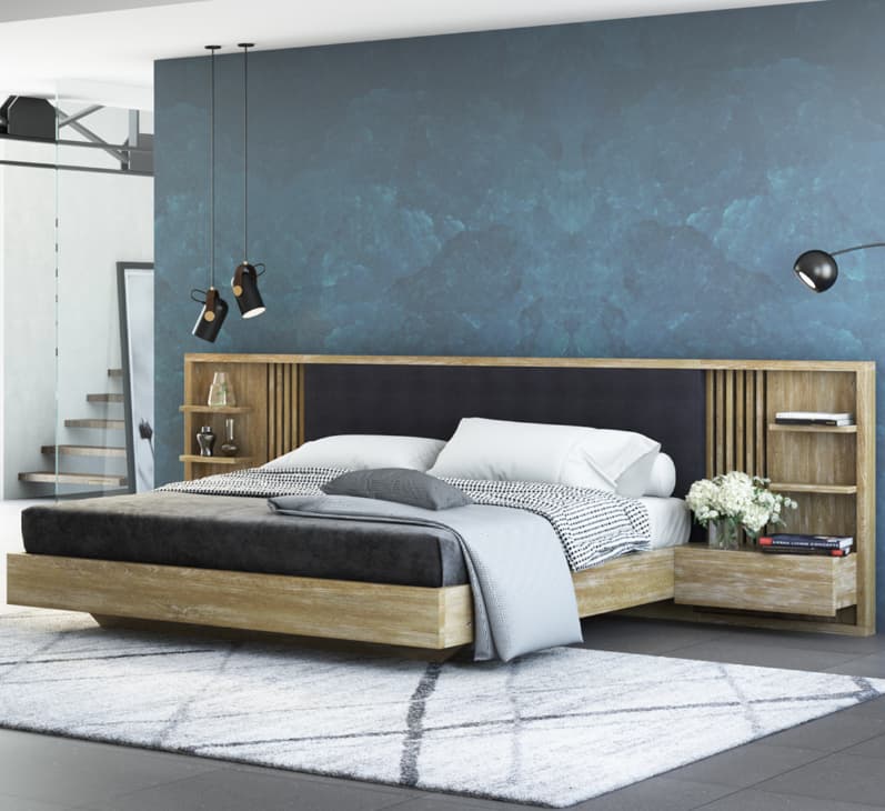 Haddington Rustic Solid Wood Floating Platform Bed