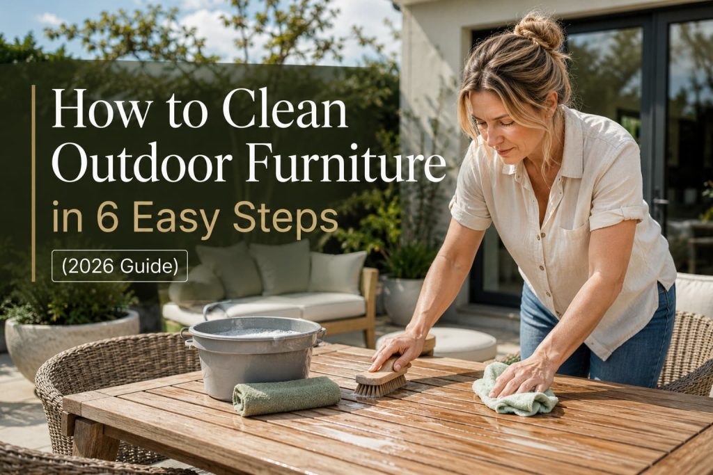 How to clean outdoor furniture using simple cleaning supplies on a patio
