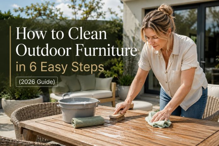 How to clean outdoor furniture using simple cleaning supplies on a patio