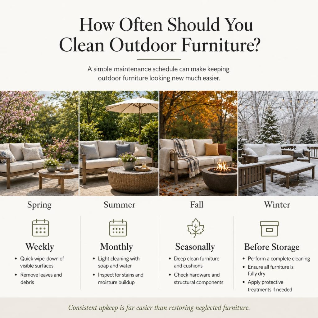 Seasonal outdoor furniture maintenance schedule concept