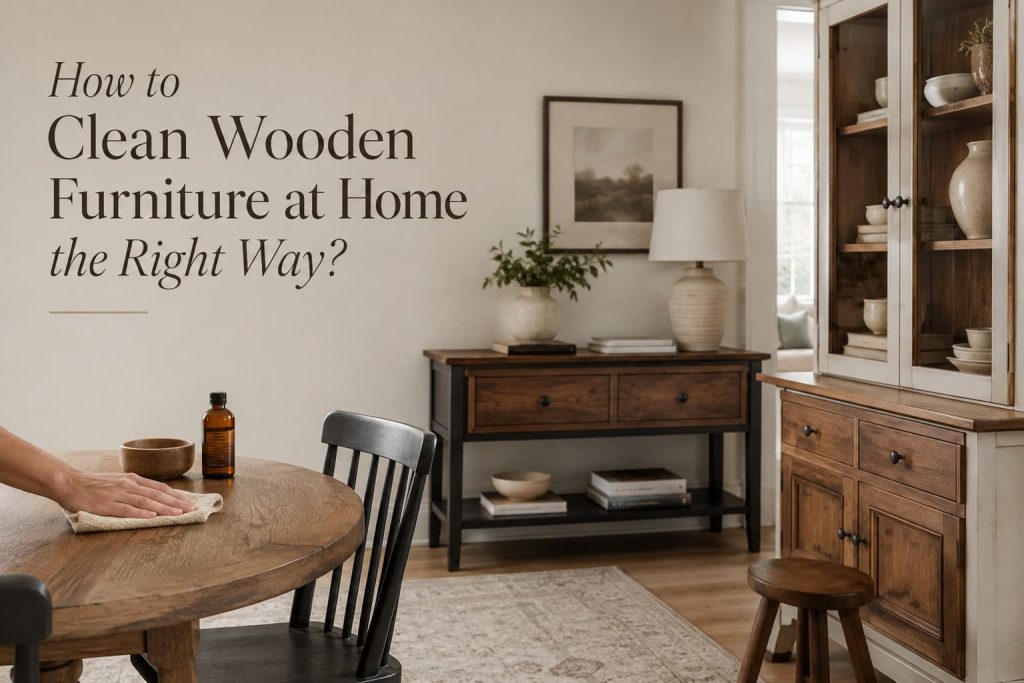 How to clean wooden furniture at home using a soft cloth and proper wood care